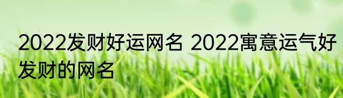 2022发财好运网名 2022寓意运气好发财的网名
