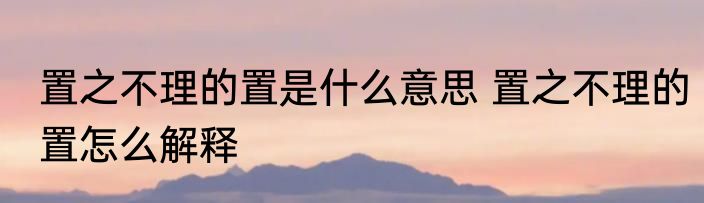置之不理的置是什么意思 置之不理的置怎么解释