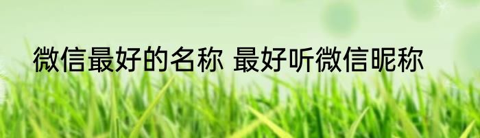 微信最好的名称 最好听微信昵称