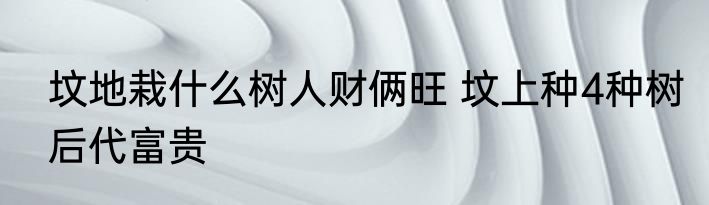 坟地栽什么树人财俩旺 坟上种4种树后代富贵
