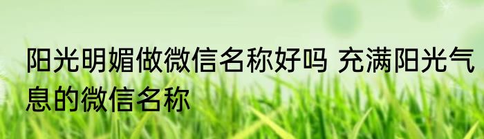 阳光明媚做微信名称好吗 充满阳光气息的微信名称
