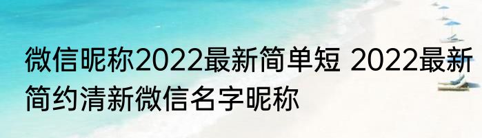 微信昵称2022最新简单短 2022最新简约清新微信名字昵称