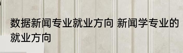 数据新闻专业就业方向 新闻学专业的就业方向