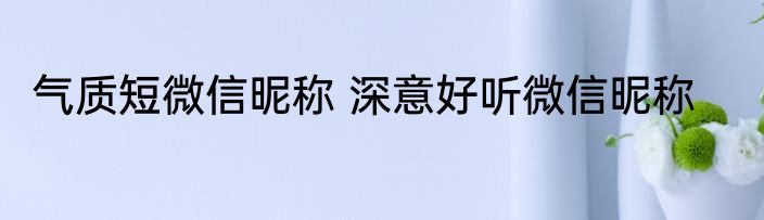气质短微信昵称 深意好听微信昵称