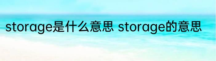 storage是什么意思 storage的意思