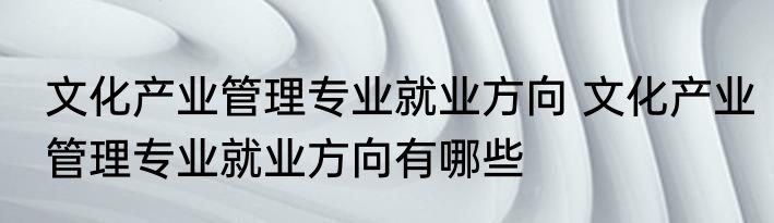 文化产业管理专业就业方向 文化产业管理专业就业方向有哪些
