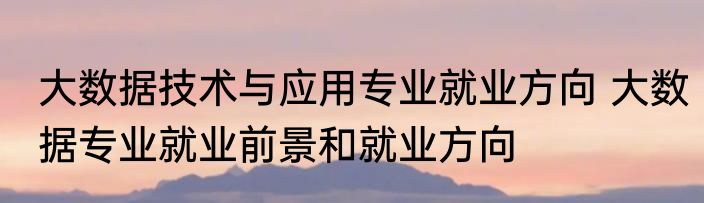 大数据技术与应用专业就业方向 大数据专业就业前景和就业方向