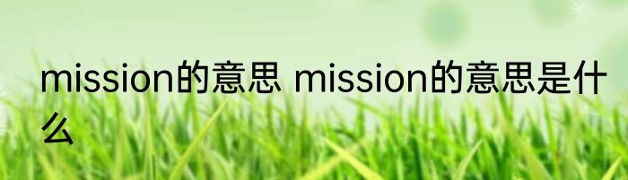 mission的意思 mission的意思是什么