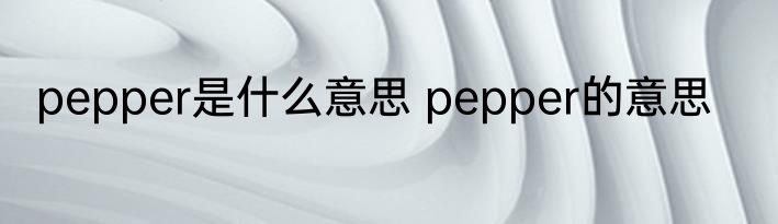 pepper是什么意思 pepper的意思