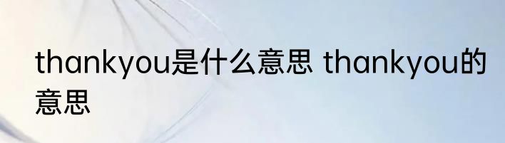 thankyou是什么意思 thankyou的意思
