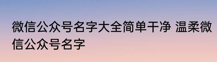 微信公众号名字大全简单干净 温柔微信公众号名字