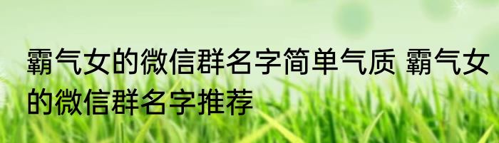 霸气女的微信群名字简单气质 霸气女的微信群名字推荐