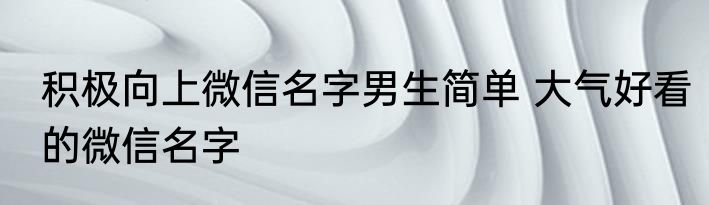 积极向上微信名字男生简单 大气好看的微信名字