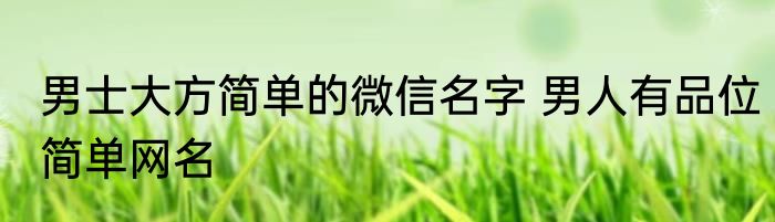 男士大方简单的微信名字 男人有品位简单网名