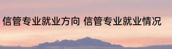 信管专业就业方向 信管专业就业情况