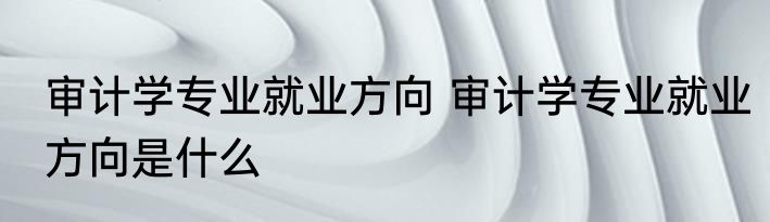 审计学专业就业方向 审计学专业就业方向是什么