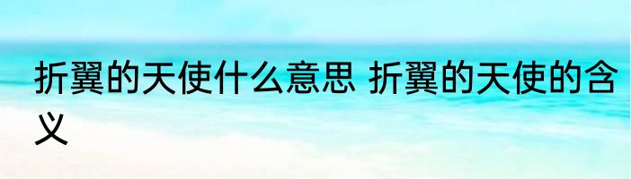 折翼的天使什么意思 折翼的天使的含义