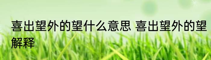 喜出望外的望什么意思 喜出望外的望解释