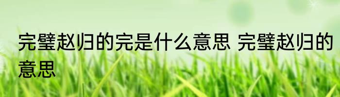 完璧赵归的完是什么意思 完璧赵归的意思