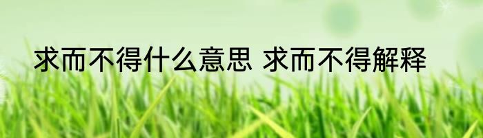 求而不得什么意思 求而不得解释
