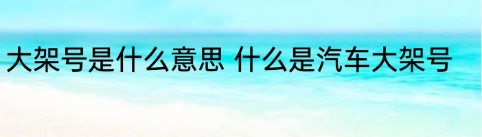 大架号是什么意思 什么是汽车大架号
