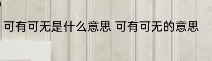 可有可无是什么意思 可有可无的意思