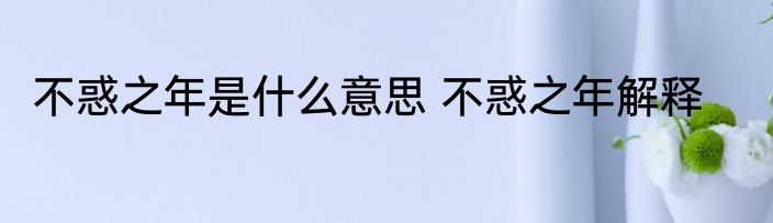 不惑之年是什么意思 不惑之年解释