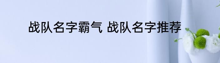 战队名字霸气 战队名字推荐