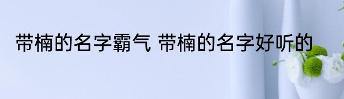 带楠的名字霸气 带楠的名字好听的