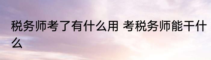 税务师考了有什么用 考税务师能干什么