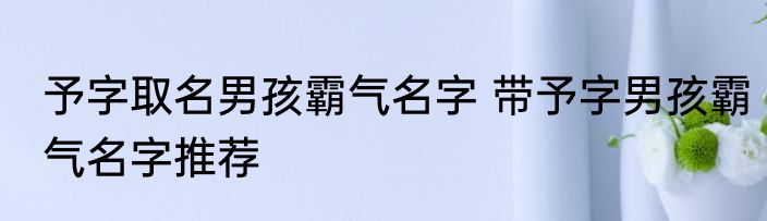 予字取名男孩霸气名字 带予字男孩霸气名字推荐