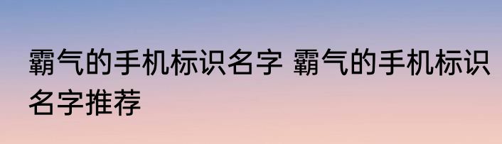 霸气的手机标识名字 霸气的手机标识名字推荐