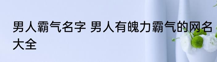 男人霸气名字 男人有魄力霸气的网名大全