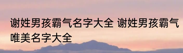 谢姓男孩霸气名字大全 谢姓男孩霸气唯美名字大全