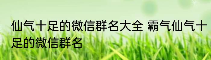 仙气十足的微信群名大全 霸气仙气十足的微信群名