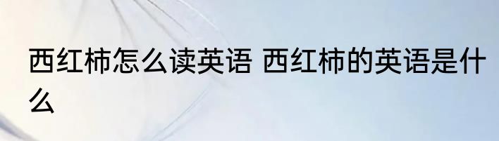 西红柿怎么读英语 西红柿的英语是什么