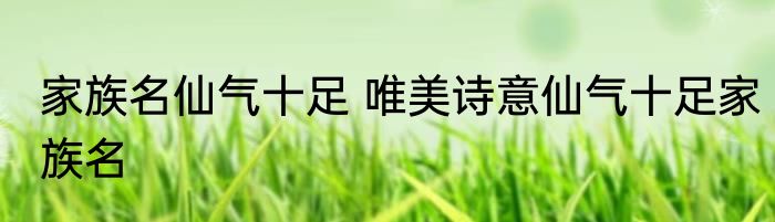 家族名仙气十足 唯美诗意仙气十足家族名
