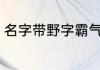 名字带野字霸气 关于带野的名字推荐
