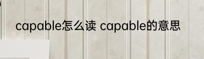 capable怎么读 capable的意思