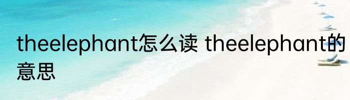 theelephant怎么读 theelephant的意思