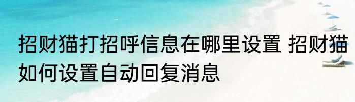 招财猫打招呼信息在哪里设置 招财猫如何设置自动回复消息