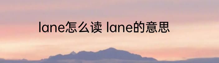 lane怎么读 lane的意思