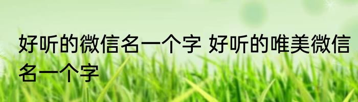 好听的微信名一个字 好听的唯美微信名一个字