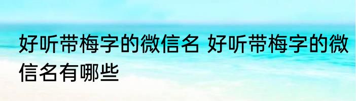 好听带梅字的微信名 好听带梅字的微信名有哪些