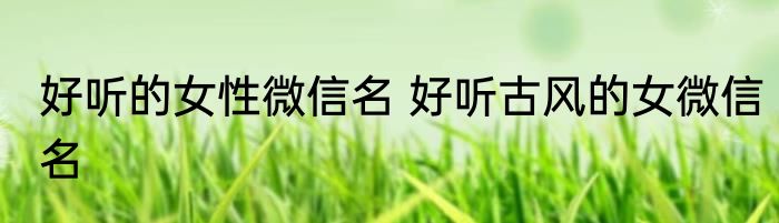 好听的女性微信名 好听古风的女微信名