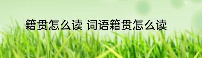 籍贯怎么读 词语籍贯怎么读