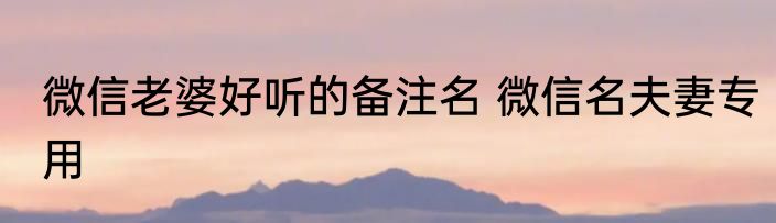 微信老婆好听的备注名 微信名夫妻专用