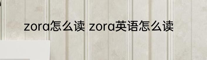 zora怎么读 zora英语怎么读