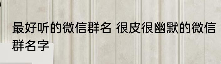 最好听的微信群名 很皮很幽默的微信群名字