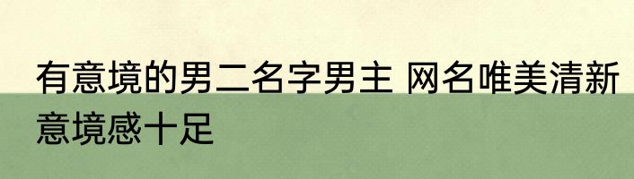 有意境的男二名字男主 网名唯美清新意境感十足
